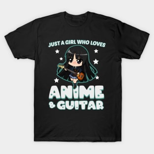 Just a girl who loves anime and guitar - chibi anime T-Shirt